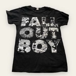 Fall Out Boy Emo Pop Punk Comic Print Text Graphic Band Merch Shirt Tee XS